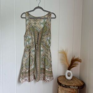 O'Neill Green and Cream Paisley Mini Dress